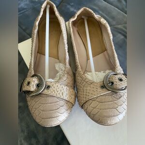Dior Beige Textured Flats with Buckle 39.5